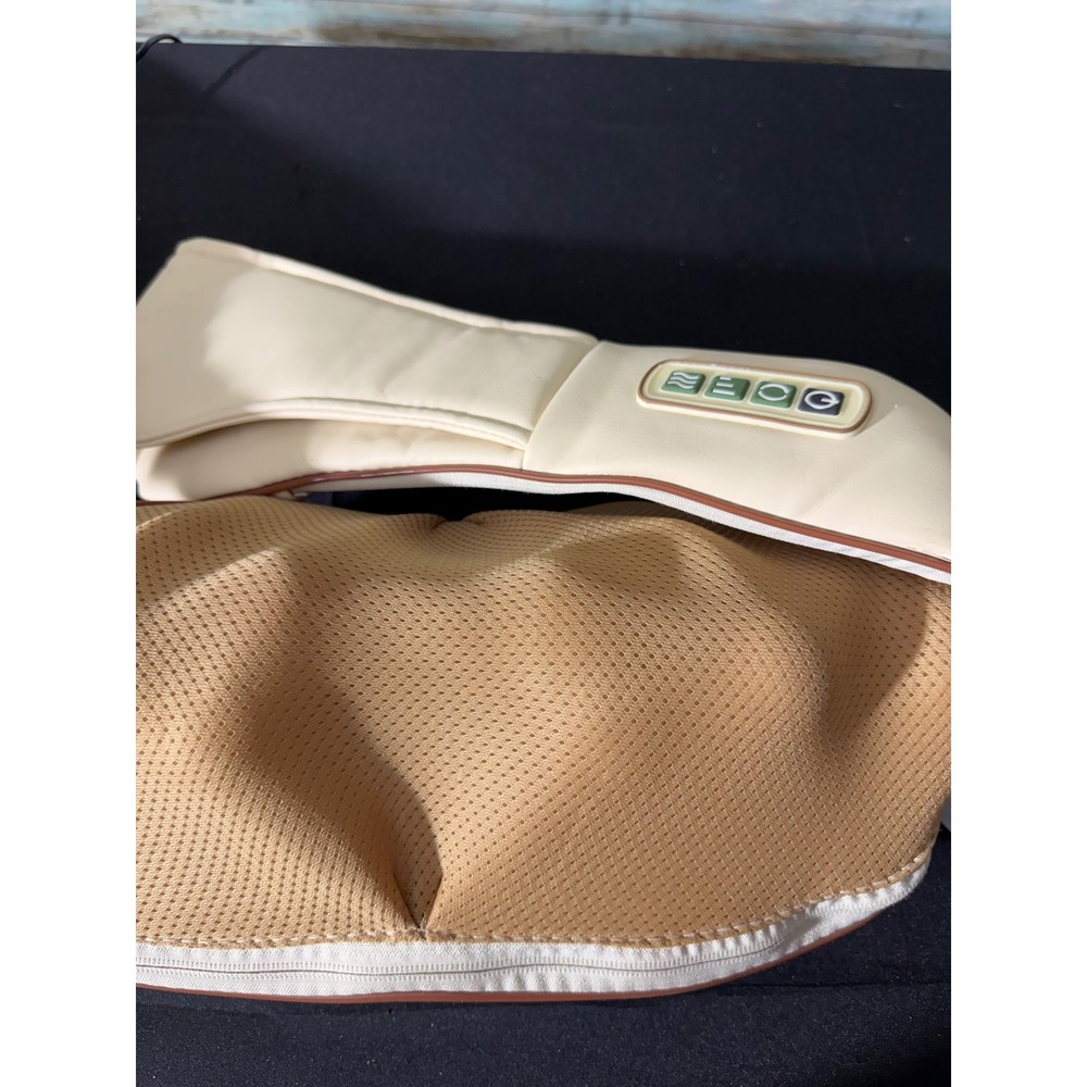 Naipo Shiatsu Back and Neck Massager OS Cream Excellent Deep Tissue Heat Knead - Picture 4 of 4